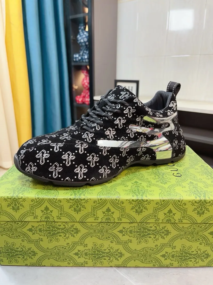 Men's shoes 💰560🌹🌹【GUCCI】pop-top casual sneakers with daddy outsole, breathable and comfortable, easy to walk, a versatile style for trendy men, upper with cowhide edged outsole design➕genuine leather lining➕Gucci's popular original outsole, sports and running style, super comfortable. Code number 38-44
